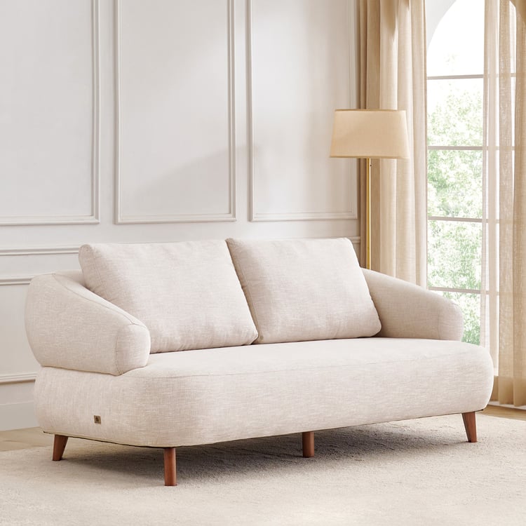 Nuqta Fabric 3-Seater Sofa with Cushions – Beige